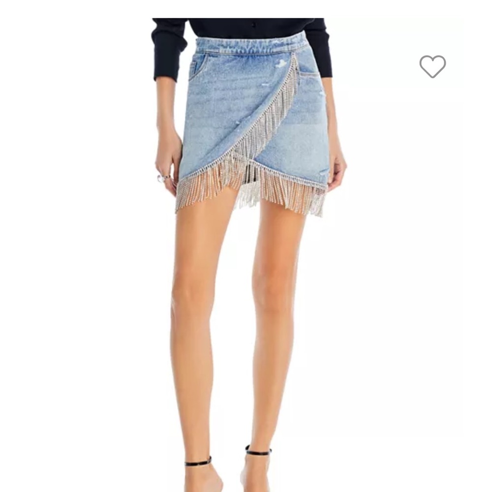 BLANKNYC
Rhinestone Fringe Denim Mini Skirt